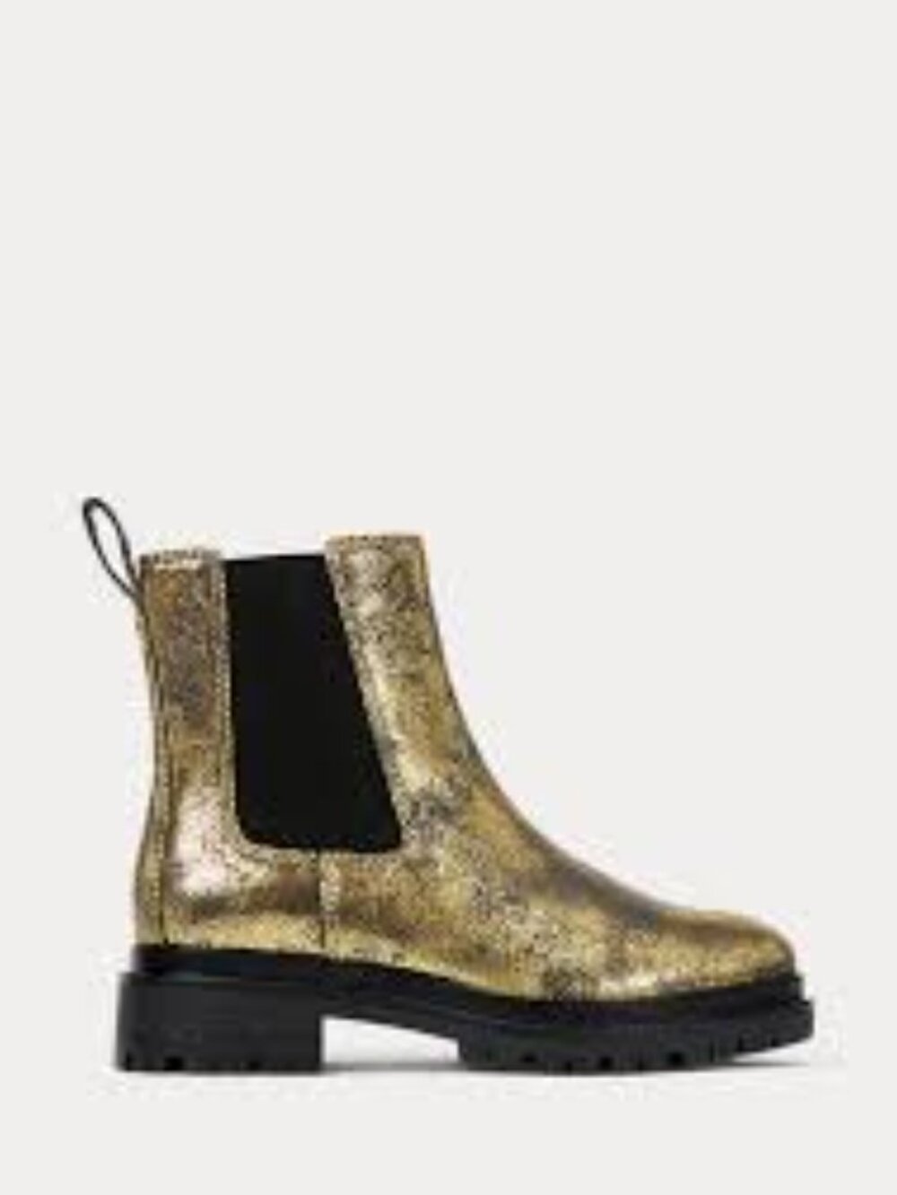 Lauren Ralph Lauren Corinne Metallic Gold Distress Chelsea Lug Sole Boots 10 NWT - Picture 4 of 17
